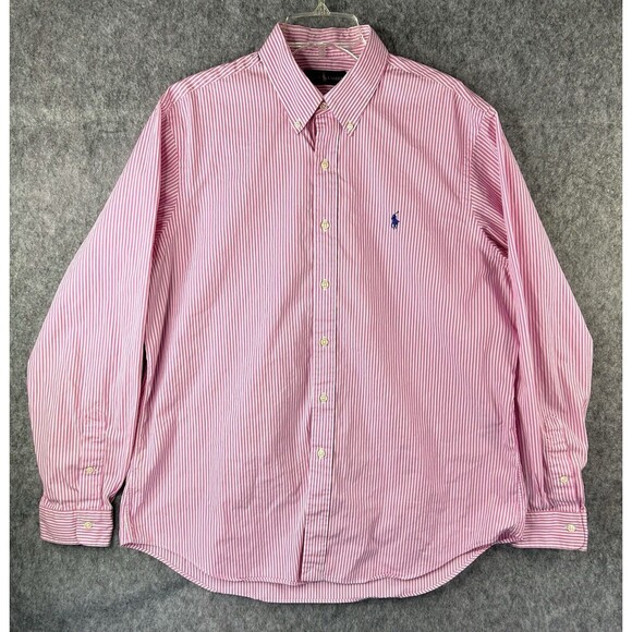 Ralph Lauren Men’s Pink Stripe Button-Front Shirt Long Sleeve Size XL - Picture 1 of 7